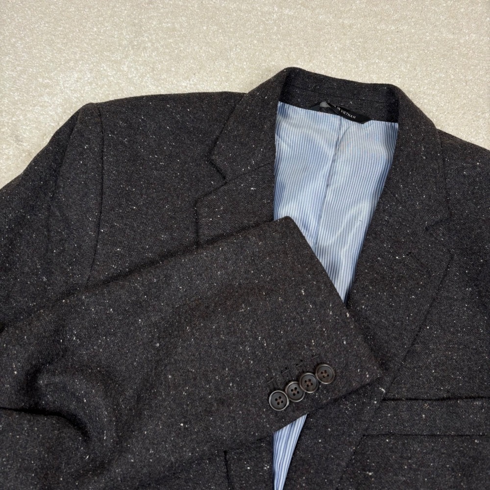 Banana Republic Mens 42L Tailored Slim Fit Wool Speckled Blazer Charcoal 42 Long